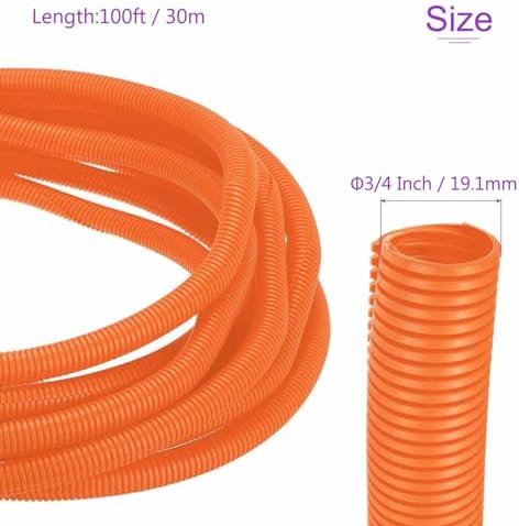 DMiotech 100ft Wire Loom Split Tubing 3/4 Inch(19.1mm) ID Orange - Image 3