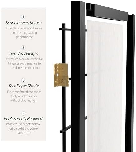 2 ft. Short Desktop Window Pane Shoji Screen - Black - 3 Panels - Image 4
