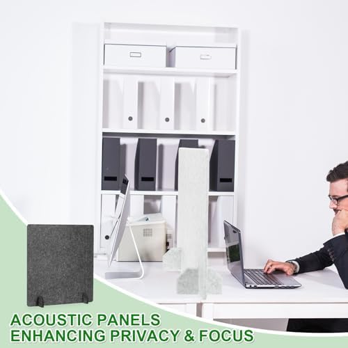 PATIKIL Desk Dividers 24" x 24", 2 Pack Desk Privacy Panel Freestanding Noise Reducing Partition Acoustic Panel with 4Pcs Support Feet for Testing Office Home Library, Dark Gray Style C - Image 6