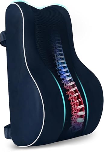 CloudBliss XL Lumbar Support Pillow, Memory Foam for Office Chair, Blue by CloudBliss