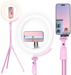 UBeesize 12'' LED Ring Light with 62'' Tripod Stand and Magnetic Phone Holder, Selfie Ring Light for Video Recording, Live Streaming, Compatible with iPhone & Android (Pink) by UBeesize