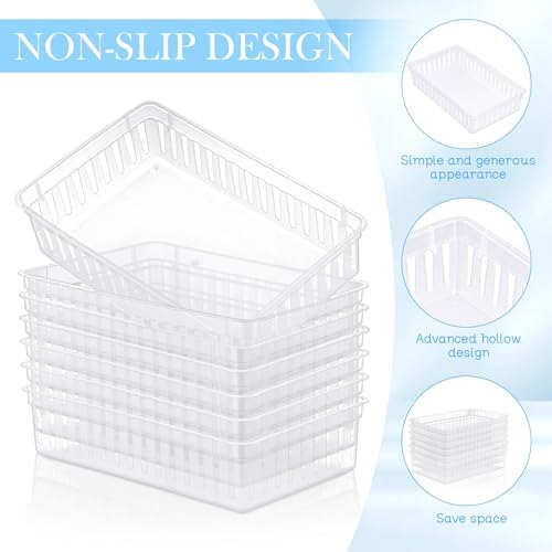 Wenqik Set of 12 Small Plastic Baskets for Organizing, Clear - Image 4