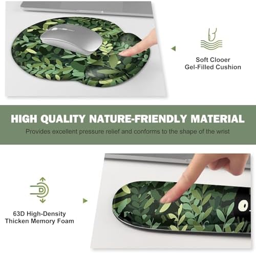 Large Desk Mat, Cute Anime Cats Gaming Mouse Pad, Desk Pad Protector, XXL Mousepad + Keyboard Wrist Rest+Mouse Wrist Rest+Coaster Set with Ergonomic Desk Pad for Home Office PC Computer, Green Leaves - Image 5