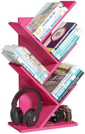 SHEEPAM Small Tree Book Shelf,5 Tier Bookshelf, Wood Desktop Bookcase by SHEEPAM