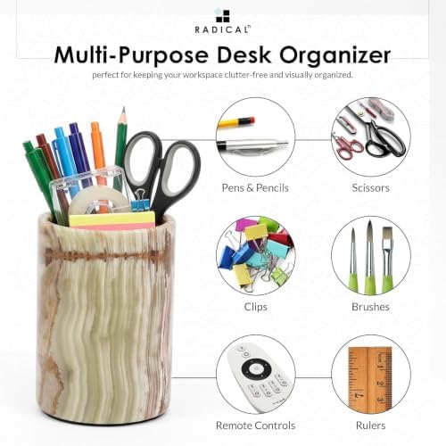 Radicaln Marble Pen Holder for Desk 4" - Pencil Holder & Makeup Brushes Cup - Image 6