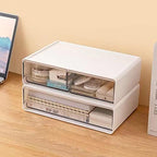2 Packs Large Stackable Desk Organizer Drawers, Plastic Desk Storage Drawers, Makeup Organizer Drawers with 3 Drawers for Desk, Home, School, Desktop, Dressing Table(White) - Image 7
