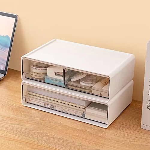 2 Packs Large Stackable Desk Organizer Drawers, Plastic Desk Storage Drawers, Makeup Organizer Drawers with 3 Drawers for Desk, Home, School, Desktop, Dressing Table(White) - Image 7