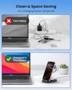Wireless Charger Stand, CIYOYO 3 in 1 Fast Wireless Charging Station Dock for Apple Watch 11/9/8/7/6/SE/5/4/3/2, Airpods 3/2/Pro, iPhone 17/16/15/14/14 Plus/14 Pro Max/13/13 Pro/12/12 Pro/SE/X/XR/XS/8 - Image 6