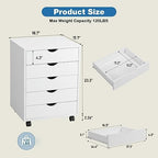 OLIXIS 5 Drawer File Cabinet on Wheels, Printer Stand - Image 3