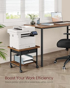 VASAGLE 2-Tier Printer Stand with Locking Wheels, Under Desk Printer Table - Image 3