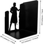 Decorative Couple Bookends, Metal, Unique, Non Skid - 7 Inch Tall for Home/Office Decor - Image 6
