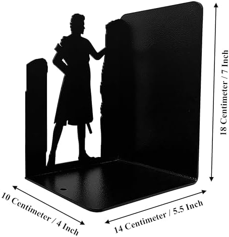 Decorative Couple Bookends, Metal, Unique, Non Skid - 7 Inch Tall for Home/Office Decor - Image 6