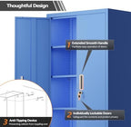 VINGLI Rolling Metal Storage Cabinet with Adjustable Shelves, 71'' Tall Garage Storage Cabinet with Wheels, Locking Tool Cabinets for Home Office Garage Gym School (Blue) - Image 7