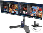 Suptek Free-Standing Dual Monitor Desk Mount, Full Motion Stand for 2 Monitors up to 32" 15.4lbs Each, Height Adjustable Swivel Tilt 360° Rotation, VESA Compatible with Phone Slot, Black by suptek