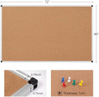 Extra Large Cork Bulletin Board 72" X 48", Silver Aluminum Framed 6'x4' Corkboard for Wall, Wall Mounted Notice Pin Board with 18 Push Pins for School, Home & Office - Image 5