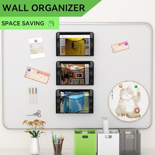 Magnetic File Holder - Heavy Duty Wall File Organizer for Refrigerator & Whiteboard - Strong Magnet Mail Holder & Magazine Rack, No Drilling Document Storage Basket for Office Cabinet - Image 2
