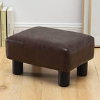 LUE BONA Small Rectangle Foot Stool, PU Leather Fabric Footrest Ottoman with Non-Skid Plastic Legs, Modern Rectangle Footrest Small Step Stool Ottoman for Couch, Desk, Office, Living Room, Brown - Image 2