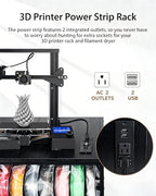Small 3D Printer Stand Cart with Outlet, Wheels & Filament Storage Rack - Image 2