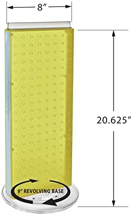Azar 700508-YEL 8-Inch W by 20-Inch H Revolving Yellow Pegboard Counter Unit, Yellow - Image 2