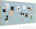 SELEAD Linen Bulletin Board 48” x 24” - Golden Aluminum Frame, Teal Fabric by SELEAD