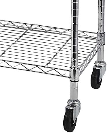 5 Tier Storage Racks Shelving, Heavy Steel Pantry Shelves, Adjustable Wire Shelving Rack with Wheels, Suitable for Garage, Kitchen, Bathroom, Office, 59" W x 18" D x 71" H, Chrome - Image 3