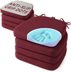 SUNROX Cooling Gel Memory Foam Chair Cushions, 2.6" Thick U-Shaped Dual-Layer Comfort Dining Chair Pads, Non Slip Seat Cushion with Ties for Indoor Kitchen Office 17"x16" Set of 8, Burgundy by SUNROX