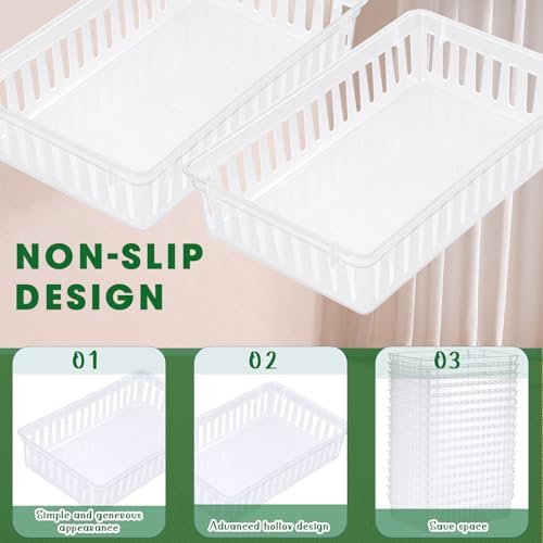 Boao 48 Pieces Plastic Baskets for Organizing 10.24 x 6.5 x 2.36 Inch Rectangular Storage Trays Plastic Organizer Bins Rectangle for Classroom Organization(Clear) - Image 4