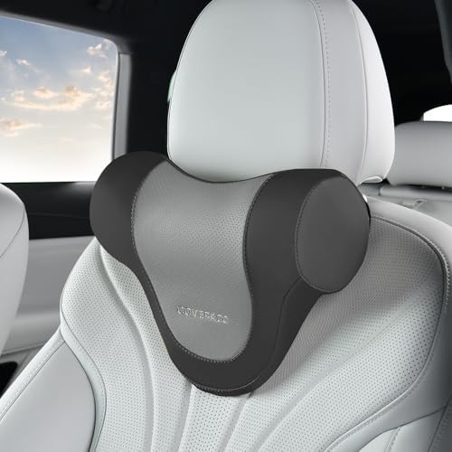 Coverado Car Headrest Pillow, Ergonomic Memory Foam Car Neck Pillow for Driving Seat with Adjustable Strap, Soft PU Leather Breathable Removable Cover Neck Support for Neck Pain Relief by COVERADOAUTO