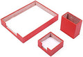 MOOGCO Leather Document Tray - Pen Holder - Note Paper Holder -3 Accessories-Desk Organizer - Office Desk Accessories - Desktop Storage - 3 PCS (RED) by MOOGLLC