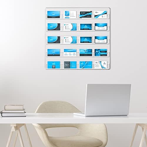 Hillban Acrylic Business Card Holder Wall Mount Office, 20 Pockets - Image 5