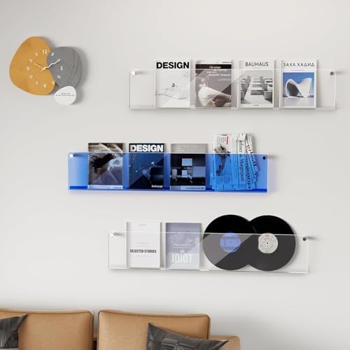 ROYALITA 2-Pack Acrylic Magazine Holder Brochure Holder, Blue 17 Inch - Image 5