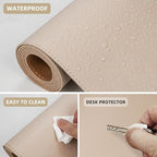 AFIING Cork Desk Mat 47" x 23.6", Dual-Sided Natural Cork & PU Leather Desk Pad, Non-Slip Waterproof Large Mouse Pad for Office, Home & Gaming, Beige - Image 4
