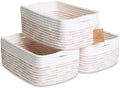 NaturalCozy 11.8"x8"x4.5” Rectangle Storage Baskets for Shelves 3 Pack | Cotton Rope Woven Small Baskets for Organizing | Small Storage Bins for Nursery, Bathroom, Closet, Shelf, Decorative, Gift by NaturalCozy