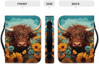 Highland Cattle Print Bible Cover Sunflowers PU Leather Bible Carrying Case for Church Zippered Book Bible Protector with Top Handle - Image 3