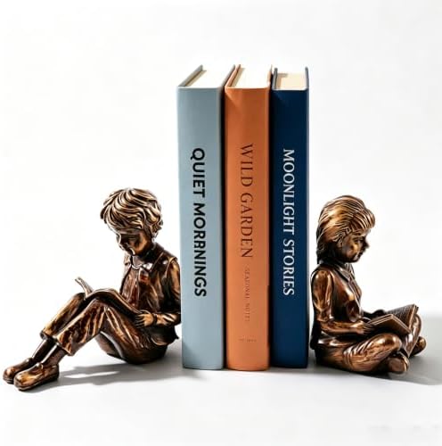 Kids Decorative Bookends, Vintage Bronze Book Ends for Shelves by Unknown