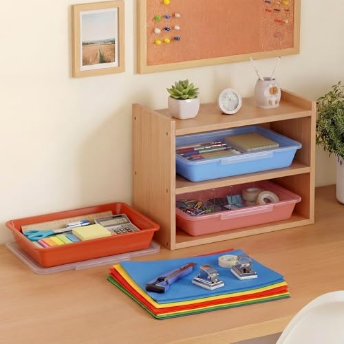 Tinlade 24 Pcs Classroom Paper Storage Bins with Lids, Boho, 13x10in - Image 6
