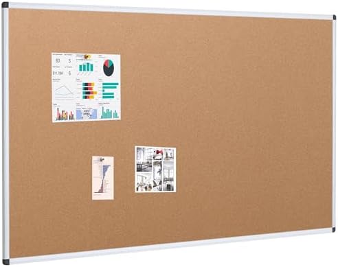 VIZ-PRO Large Cork Bulletin Board, 72 X 40 Inches, Wall-Mounted Corkboard with Silver Aluminium Frame for School, Office, and Home by VIZ-PRO