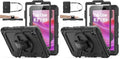 SEYMAC stock Tablet Case for Lenovo Tab One / K9 (TB305FU) 8.7 inch Drop-Proof Protection Cover with 360° Rotate Stand & Strap [Pen Holder] & Screen Protector 2025, Black (Pack of 2) by SEYMACstock