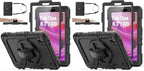 SEYMAC stock Tablet Case for Lenovo Tab One / K9 (TB305FU) 8.7 inch Drop-Proof Protection Cover with 360° Rotate Stand & Strap [Pen Holder] & Screen Protector 2025, Black (Pack of 2) by SEYMACstock