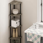 Furinno TURN-N-TUBE Corner Shelf, 5-Tier Corner Bookshelf, Open Storage Shelves, for Organization and Storage, Living Room, Home Office, Garage, Bedroom, French Oak - Image 2