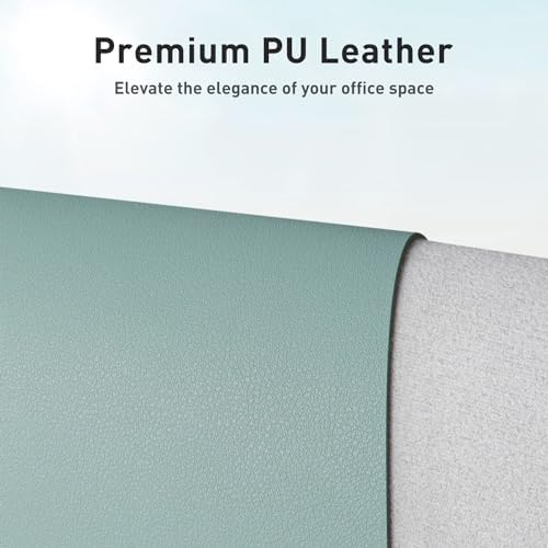 Aothia Faux Leather Desk Mat - Non-Slip PU Leather Desk Blotter, Waterproof Writing Surface, Large Desk Pad for Office & Home (Light Blue, 55" x 17") - Image 2