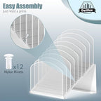 Inclined Desk File Organizer, 8-Section Upright Desk Organizer Standing File Sorter for Office Classroom Desktop Organization (White) - Image 3
