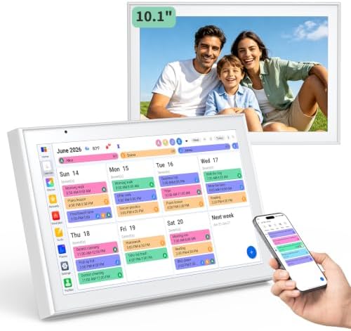 Digital Calendar, 10.1" Smart Touchscreen Electronic Family Calendar Organizer with Calendar Sync, Chore Chart, Meal Planner, To-Do Lists & Digital Photo Frame, Wall or Desk Mountable by Unknown