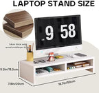 Solid Wood Monitor Stand Riser & Laptop Stand Desk Organizer - Office Accessories for PC Workspace, Computer Organization, Countertop Hutch Orange Combination 2 - Image 2