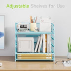 Cawukege 2 Pack 5 Tier Paper Organizer, Letter Tray with Handle, Mesh Desk Organizer, Metal File Organizer, Office Desk Accessories for Home, Office, Classroom, School -Blue - Image 2
