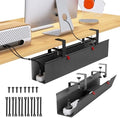 Under Desk Cable Management Tray - Under Desk Cord Management - Clamp/Screw Mount - Fabric Wire Management - Cable Raceways Tray Cord Hiders for Office/Home (Black, 28.6×5.6") by Cotohim