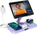 6 in 1 Wireless Charger for Apple Multiple Devices, Charging Station with Clock &7 Color Ambient Light, Foldable Rotate Stand for iPad, for iPhone17/16/15, Support for Apple Watch11/10 for AirPods4 by keepyourlifemoreorganized