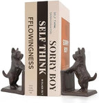 Horse Decorative Bookend Vintage Cast Iron Decor Heavy Book Ends Door Stop Unique Horse Head Statues Home Decor, Ideal for Reading Room Living Library Office Shelf Desk Decor (Terrier) by LONGRUNHOME