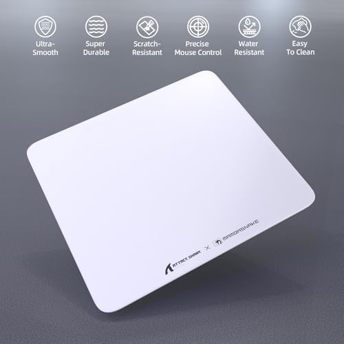 ATTACK SHARK CM05 Glass Gaming Mouse Pad,17.7x15.7 in Large Mouse Mat，Non Slip 9H Hard Mousepads,Nano-Textured Glass Surface with Improved Precision and Speed for FPS Players-Pure White - Image 2