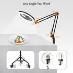 LUXSURE Tripod for iPhone with Ring Light, Overhead Camera Mount with Casters,LED Ring Light with Stand and Phone Holder,Phone Tripod with Light for Video Recording/Live Streaming/Cooking - Image 5